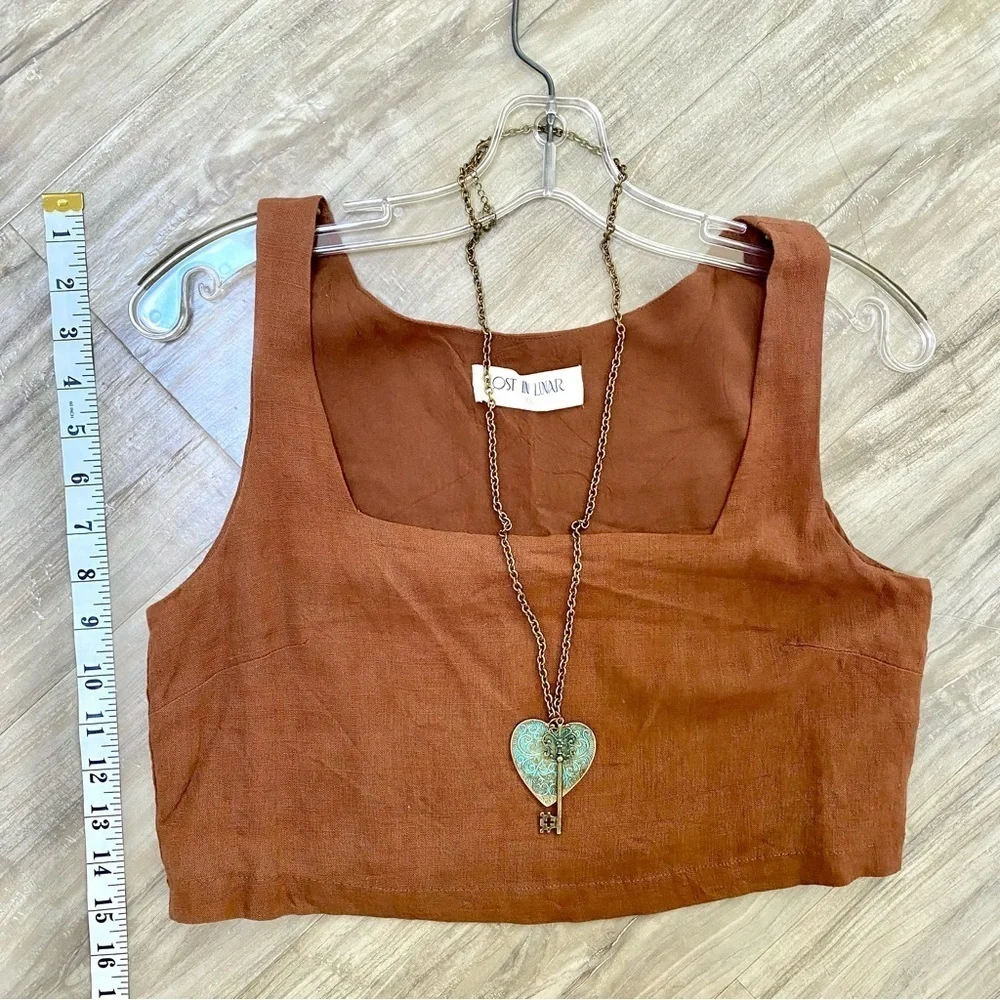 Anthropologie LOST IN LUNAR CELESTE Linen TOP - Picture 6 of 12